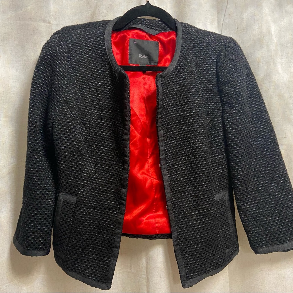 Mossimo Tweed Jacket   Black Dot  Hood Eye Closure Size M Medium
